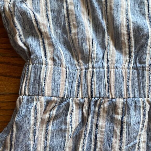 Susina Tan & Blue Striped V-Neck Tie Dress with Pockets - Picture 7 of 7